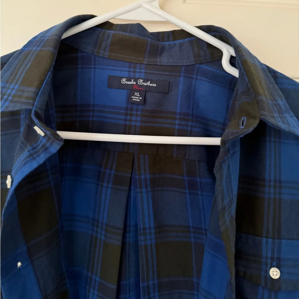 NWT Brooks Brothers Boys Black & Blue Plaid Flannel